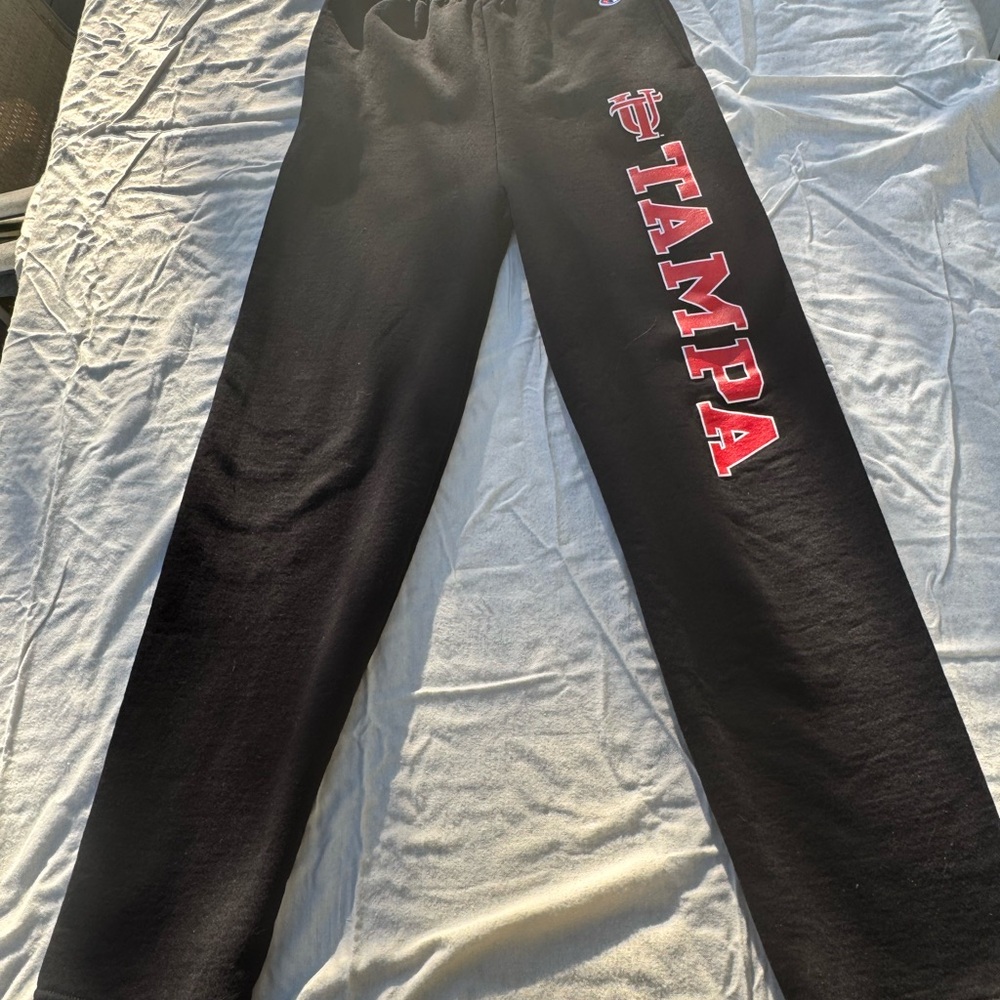 Champion Black Sweatpants with Red Logo